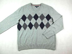 EREDETI TOMMY HILFIGER (L) ELEGÁNS HOSSZÚ UJJÚ FÉRFI KÁRÓ MINTÁS PULÓVER