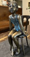 Kutas László ; Balerina patinázott bronz szobor 47/100 jelzett 17 cm magas