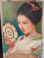 Japán hölgy portré olaj, vászon. 80x60 cm jelezve balra lent
