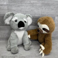 Csillogó szemű plüss koala, lajhár játék szett