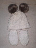 6-12 months girl knitted hat and glove set Excellent