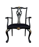 STORAGE CLEARANCE WEEK! Elegant black and gold Chippendale style armchair