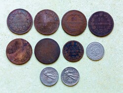 Olaszország 10 db Különböző Érme 5 10 20 Centimes 1861-1919