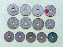 Belgium 13 db Különböző Érme 10 25 Centimes 1905-1929