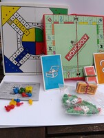 Retro Board Game Pack: Compact Travel Monopoly in Red Case + Poptoy Who Will Laugh Last? + Dice Poker