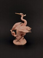 Haas & Czjzek Porcelain Figurine with Schlaggenwald Mark: Pair of Birds, Herons, Egrets