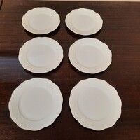 6 db Hófehér Herendi porcelán süteményes tányér készlet