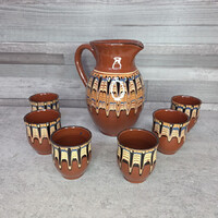 Retro Bulgarian Glazed Ceramic Wine Set