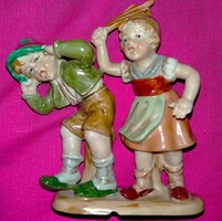 Joyful Bertram HUMMEL-style Wagner & Apel German Figurine Pair, 16 x 15 cm, Flawless