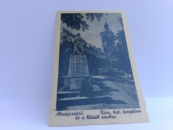 Abaújszántó régi képeslap - Róm. kat. templom és a Hősök szobra (Weinstock kiadás)