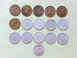 Magyarország 16 db Különböző Érme 1 2 Forint 1967-1989