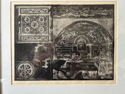 H. Barakonyi Klára Lithograph, Christian Cemetery and Motifs, Pécs