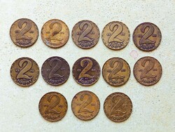 Magyarország 13 db Különböző Érme 2 Forint 1970-1989