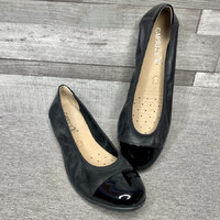 Caprice black stretchy ballet flat shoes 39