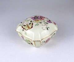 2B470 Nagyméretű vajszínű pillangós Zsolnay porcelán bonbonier
