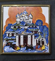 Orosz kézzel készült csempe festmény