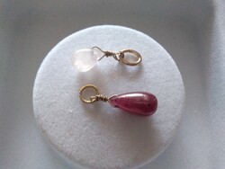 Handcrafted ruby + rose quartz pendant