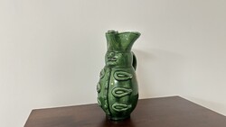 Green Glazed Ceramic Mug Jug Hussar Jug (Mezőtúr)