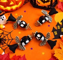 4 pcs black Angel Dia de Muertos figures