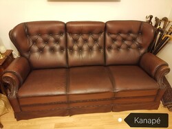 Original Chesterfield 3-1-1 Leather Sofa Set