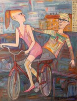 Pálfy István Putyu “Bicajosok” 50x60 o.v.