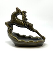 Zsolnay ArtDeco Green Glazed Porcelain Deer Ashtray