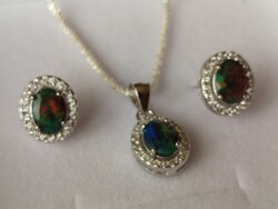 Natural Black Opal Jewelry Set – 7×5 mm – 925 Sterling Silver