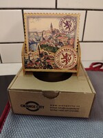 Czech Townscape Wooden Coaster Set, 6 pcs, in Original Box