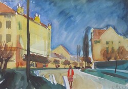(K)  Cs. Pataj Mihály (1921 - 2008) : Városrészlet