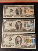 Ritka 2 Dolláros Bankjegy Sorozat   1-2-3