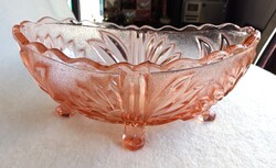Art deco rose-colored gondola-shaped glass centerpiece, 1930s