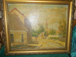 Tibor Ditrói Puskás: Siófok street scene (Dózsa György street) 1956 plein air