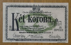 Nagymegyeri hadifogolytábor pénze – 2 korona, 1916 (kétnyelvű)