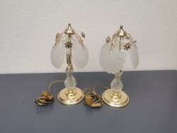 Kolarz 70149 Hollywood Regency Style Copper Table Lamp Pair with Opal Shell Shades