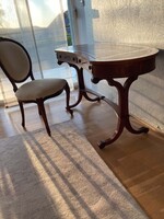 Regency Revival mahogany writing desk with leather top and carved style legs