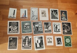 Radványi-Román Károly (1900–1957) – 18 small graphics, woodcuts, linocuts, New Year graphics