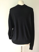 Fekete, merino gyapjú, elegáns, férfi pulóver – L-es (100% merino gyapjú)