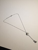 Silver Necklace/Choker with Bead Decorations