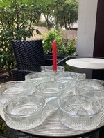 Stölzle-Oberglass textured, handle glass bowls from the 70s