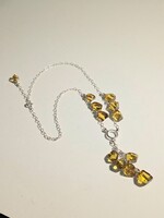 Silver Necklace Decorated with Amber