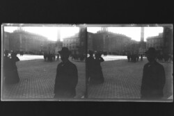 Antik Sztereó üvegnegatív Róma, Piazza Colonna és Marcus Aurelius oszlopa  1900 körül  BÖ9