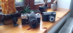 2 pcs Original Praktica and Smena retro vintage old school photo cameras for sale together.