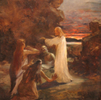 ANTIK festmény az 1800-as évekből BIBLIAI JELENET
