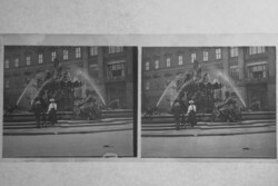 Antik sztereó üvegpozitiv Neptun-kút, Berlin  kb1900  GAU3