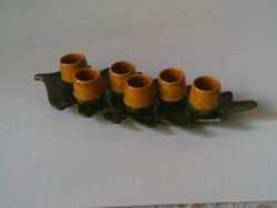 Retro, old ceramic acorn-shaped pálinka set (6 + 1 pcs.)