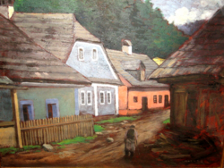GUARANTEED ORIGINAL WONDERFUL MARKÓ ERNŐ / 1868 -1945 / : COLORED WOODEN FRAMES HOUSES
