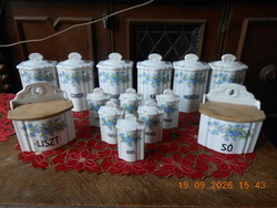 Hollóházi antique forget-me-not pattern spice jars