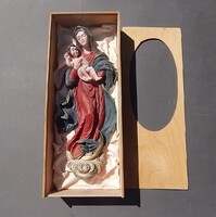 Viasz Madonna (Szűz Mária a gyermek Jézussal)dombormű dobozával.45.cm.Kézzel festett