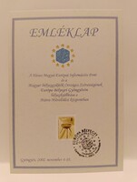 Gyöngyös Európa Bélyegei 2002 kiállítási alkalmi emléklap Mátra Művelődési Központ kerek asztal bély