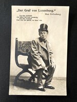 Szinháztörténeti képeslap: Max Pallenberg osztrák operetténekes a Luxemburg Grófja szerepében, 1909